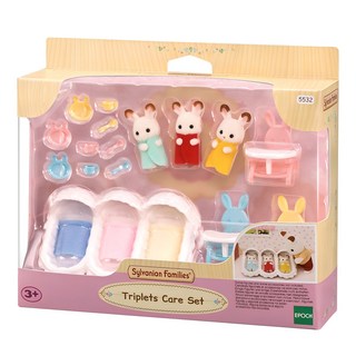 EPOCH Sylvanian Families 森林家族 巧克力兔三胞胎照顧公仔組 5532, 1套