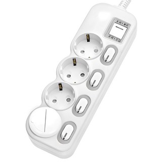 에코파워탭 LED 개별 과부하차단 멀티탭 전선형 4구 EPM-L304SS + 안전커버, 2m, 화이트 + 랜덤 발송, 1개