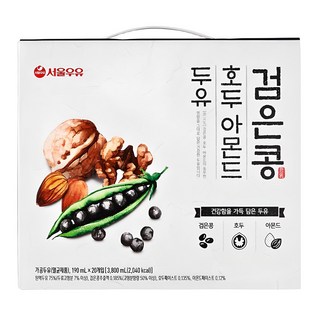 Seoul Milk 首爾牛奶 核桃杏仁黑豆奶, 190ml, 20入