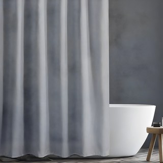패브릭 방수 샤워 커튼 + 기본 커튼 링 12p, 그레이, 1개