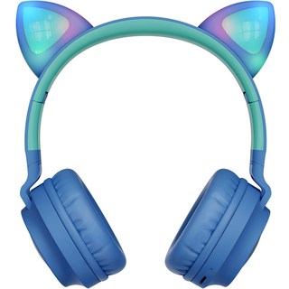 디알고 블루투스 LED 고양이 키즈 헤드폰, 블루, DRGO-BH028K