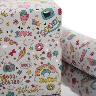 Sugarland 金屬光澤捲筒包裝紙 17m, 01白色, 1個