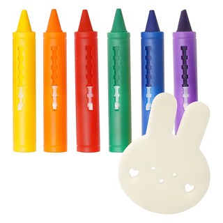 AttiRabbit 沐浴遊戲可水洗蠟筆6色 + 兔子海綿組, 混合顏色