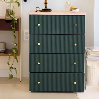 보노하우스 국내 제조 카밀라 템바보드 서랍장 4단, 딥 그린, 4개