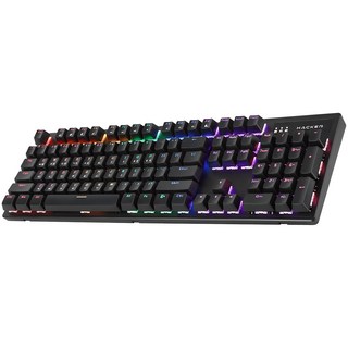 ABKO 可替換鍵盤軸彩虹動感LED有線機械式鍵盤, 黑色, K560, 青軸