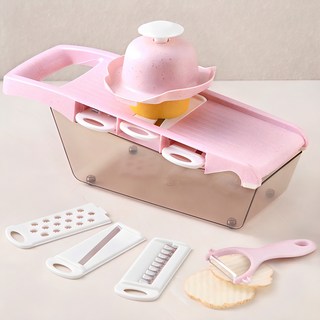 빌리빈 멀티 슬라이서 + 채칼 6종 세트, 핑크, 1개