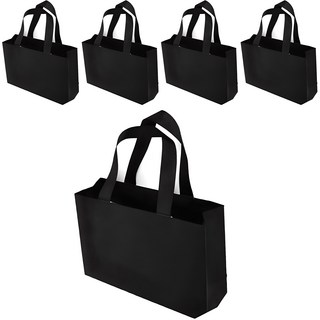 더깔끔 무지 쇼핑백 5p, 블랙, 1개