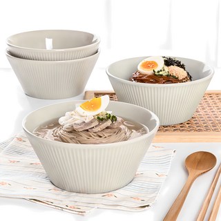 MAISON OBJET 線條系列陶瓷麵碗, 奶油灰, 4個