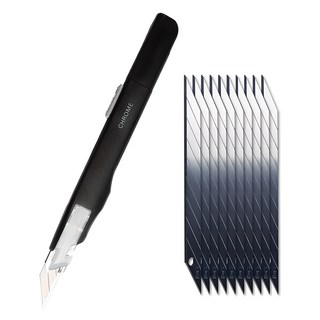 아날로그 크롬커터칼 AC001B + 리필칼날 10개, 블랙, 1세트