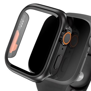 iMall Apple Watch 相容於 Ultra ST 9H 強化玻璃全覆蓋框架錶殼 44 毫米, 黑色