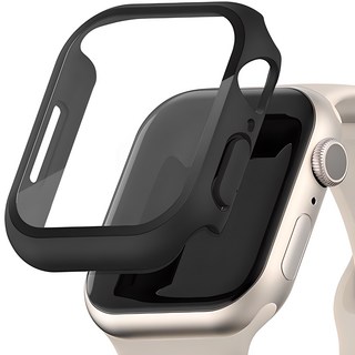 SINJIMORU Apple Watch 9H一體式滿版螢幕保護錶框, 黑色, 1個