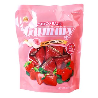 義美 草莓煉乳QQ糖巧克力球三角包, 238g, 1包