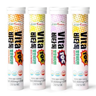 everteen 維他命發泡錠, 1組, 藍莓口味72g+檸檬口味72g+橘子口味72g+青葡萄口味72g