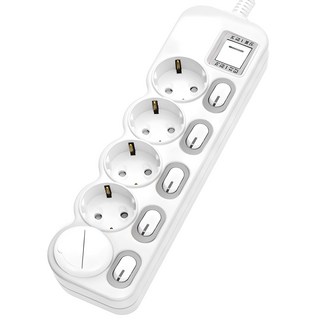 6開5插延長線 EPM-L305SS+插頭保護蓋 隨機出貨 1個 1.5m, 混色, 1組