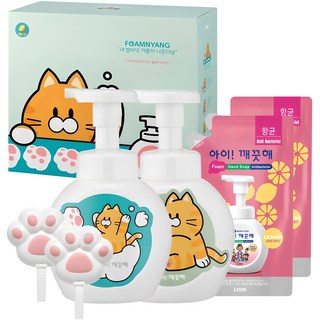 아이깨끗해 폼냥이 핸드워시 레몬향 250ml 2p + 리필 200ml 2p + 거품툴 2p + 폼냥이스티커 2p, 1개