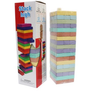 彩色原木疊疊樂 (54片裝) 益智平衡遊戲 親子互動桌遊首選, 多色, 1套