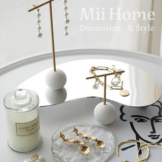 Mii厝邊 半月桌面收納托盤 豆豆托盤 桌面飾品收納置物架 佈置擺設配件收納, 【鏡面】, 1個