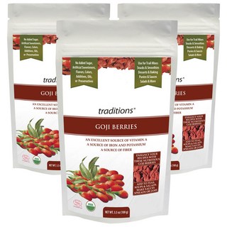 Organic traditions 傳統枸杞水果乾, 3包, 100g