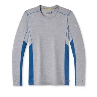 Smartwool 男 Merino Sport 150長袖 美麗諾羊毛 運動長袖 透氣舒適, 淺灰/深丹寧