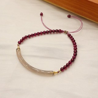 天然紫牙烏石榴石手鍊 玉髓紫牙烏手鐲 手鍊 石榴石手鍊 半鐲抽拉式手工手串