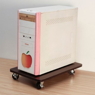 BuyJM 低甲醛耐重工業輪附剎車48x30cm MIT台灣製造 主機架 置物架 電腦台式主機架 活動架 SH258, 胡桃木色, 1個