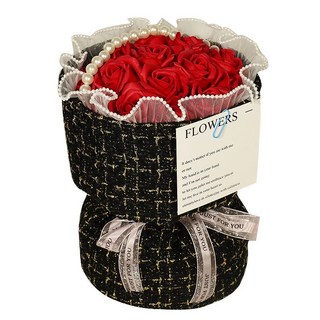 告白求婚香皂花束, 19朵小香風香皂花+透明禮盒+賀卡+LED燈串