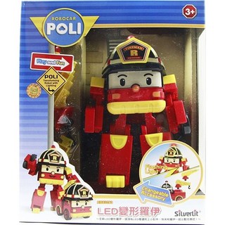 【美國媽咪】韓國 ROBOCAR POLI 波力 救援小英雄 可愛造型 LED系列 LED變形羅伊 警車 玩具 機器人, 詳見包裝