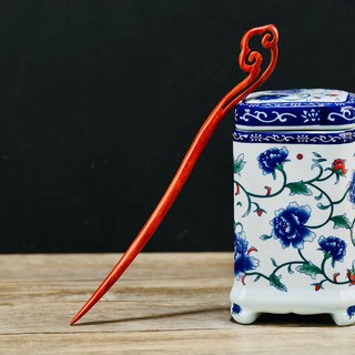 天龍紡 綠檀木烏木髮簪 加長款23cm - 檀木髮簪 黑檀木髮簪