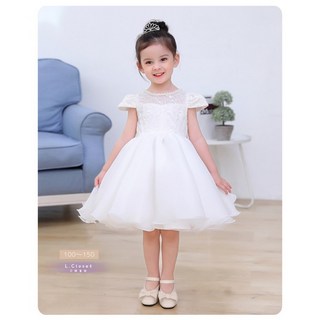 LC.kids現貨 白月光公主澎裙禮服 女童洋裝 白色畢業禮服 澎裙白紗洋裝