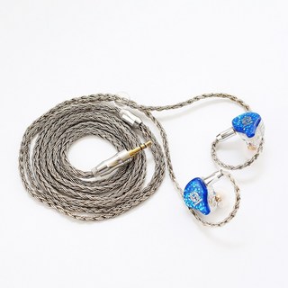 川木 藍水晶 Blue Crystal BC1 平價入耳式耳機 雙動圈 監聽耳機 MMCX 插拔式, 耳機單體+灰色16股單晶銅鍍銀線