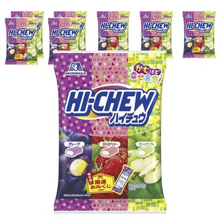 MORINAGA 森永 HI-CHEW 嗨啾 袋裝綜合水果軟糖 葡萄口味+草莓口味+青蘋果口味, 8袋, 86g