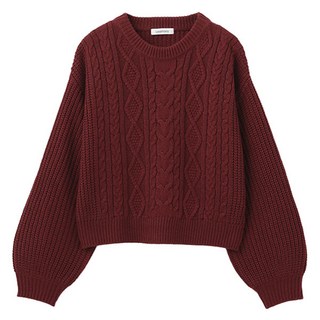 LOVETOXIC 女款麻花紋圓領長袖套頭針織衫