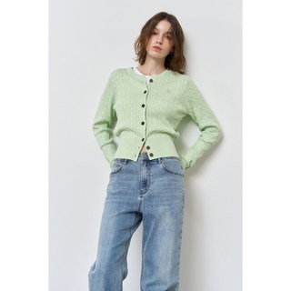 GENERAL IDEA 韓國女款超細羊毛麻花開襟衫 WBD3L04505，柔軟舒適，經典百搭