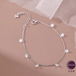 《真愛鍊Cherish》S925純銀手鍊 鋯石點綴 銀飾手鏈 時尚文藝 附贈禮盒提袋
