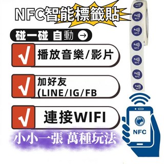 NFC智能標籤貼，一觸即連WiFi/音樂/影片，快速加好友，NFC芯片貼, 編號3.白貼 位元組是144(一片)
