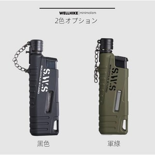 WELLHIKE 防風打火機 露營伸縮點火器 電子點火槍 可填充瓦斯噴燈 【軍綠】, SWS 打火機【軍綠】, 1個