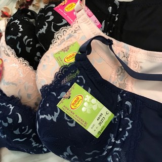 A&J C罩杯立體薄襯雙色蕾絲內衣 20270, 黑, 1個, 1L