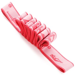 9分格多功能體式彈力帶拉力繩 (輕健身彈力繩組 / 瑜珈繩伸展帶 / 乳膠阻力帶 / 居家減肥瑜伽), 少女粉, 1條