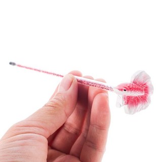 臥水族 鬥魚棒 新款樹脂鬥魚趣味互動展尾訓練玩具棒 模擬鬥魚缸玩具裝飾, 紅色, 1個