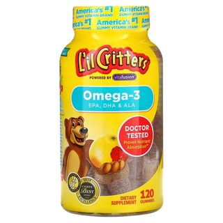 L'il Critters Omega3 DHA覆盆子檸檬軟糖, 120顆, 1罐