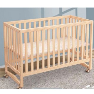 現貨實木嬰兒床多功能兒童床遊戲床床邊床圍欄沙發床娃娃床兒童床拼接床, 嬰兒床(內徑100*56), 原木色