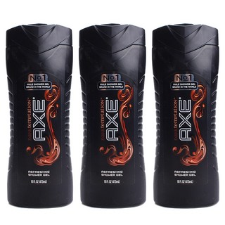 AXE 男性清爽淋浴露 黑巧克力香, 473ml, 3瓶