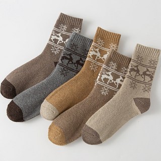 吉妮雜貨 聖誕馴鹿風格羊毛襪 聖誕節保暖襪 踝上襪