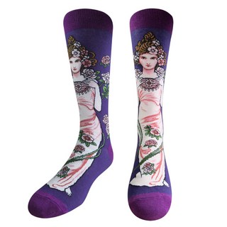 【HB】玫瑰女神 玫瑰 ROSE 慕夏名畫 新藝術 美女 台灣製造 襪 襪子 男襪 女襪 中筒襪 小腿襪 藝術襪 長襪