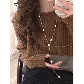 【XIAN ACC】滿天星拼接異形珍珠項鏈新款毛衣鏈女大氣高檔配飾秋冬
