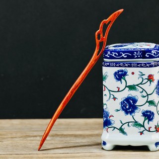 天龍紡 綠檀木烏木髮簪 加長款23cm - 檀木髮簪 黑檀木髮簪