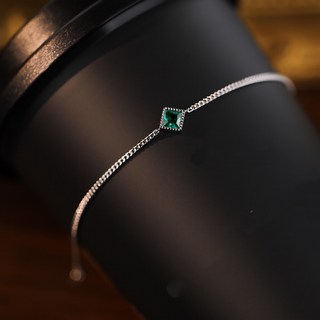 真愛鍊Cherish S925純銀手鍊 宮廷風綠祖母綠石扁粗鍊 附贈禮盒提袋 銀樓銀飾