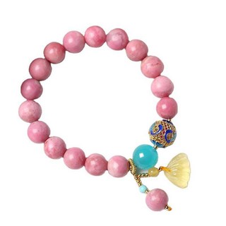 天然薔薇輝石玫瑰石天河石蜜蠟手鍊