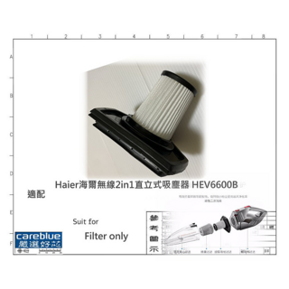 適配 海爾 Haier 無線2合1直立式吸塵器 ( HEV6600B ) HEPA 濾網 可水洗, 4入