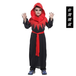 瘋狂派對 兒童萬聖節死神服裝 變裝派對服飾 小歌德男孩造型 M碼, M